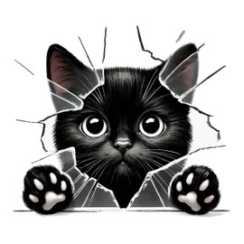 GRAZDesign 3D Katzen Wandtattoo Lustiger Wandaufkleber mit schwarzer Katze Wohnzimmer Dekoration Selbstklebend und Abziehbar - 44x40cm