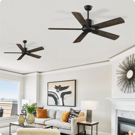 Biukis Ceiling Fan with Remote: 52 Inch Outdoor Ceiling fans 6 Speed Control Reversible DC Motor 5 Blades Fan for Patio Bedroom Living Room Brown
