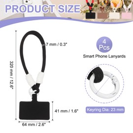 PATIKIL Smart Phone Lanyards, 4Pcs Universal Cell Phone Lanyard Adjustable Crossbody Strap Patch with Neck Strap Fits Most Smartphones, Black