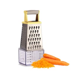 Wintem Stainless Steel 4 Sided Cheese Grater with Handy Dosing Container - Ideal for Grating Cheese or Fruit Thanks to the Sharp Blades and Top Handle - Dishwasher Safe