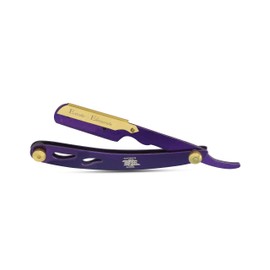 Generic Purple and Gold Unisex Straight Edge Barber Shaving & Grooming in Razor Cut-Throat Folding Knife Razor Folding Knife - Stainless Steel, In Picture
