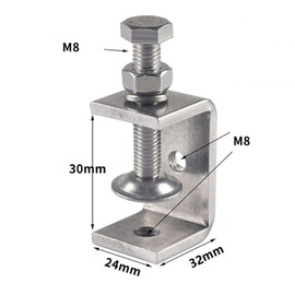 C Clamp, 304 Stainless Steel, Opening 1.2 inches (30 mm), Range 0.01 - 1.0 inches (0 - 25 mm), Clamp Hardware Opening Clamp, Easy Installation, Repeated Use, No Drilling, Rust, Durable, Screw Type,