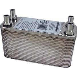 Duda Energy HX1240:CU38 B3-12A 40 Plate Stainless Steel Heat Exchanger with 3/8" Copper Sweat Ports Copper Brazed, 3.8" Height, 2.9" Width, 7.5" Length