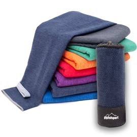 Microfibre Towel Set - for Sauna, Fitness, Sports, Beach Towel, Sports Towel, Navy Brush Set 1: L (140 x 70 cm) & S (80 x 40 cm)