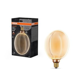 OSRAM Vintage 1906 Globe 183 Filament O Lamp, 4W, 220lm, 1800K, 818 Pleasant Warm White, Dimmable, Gold, IP20, Lead-Free Glass, 183mm, E27 Socket