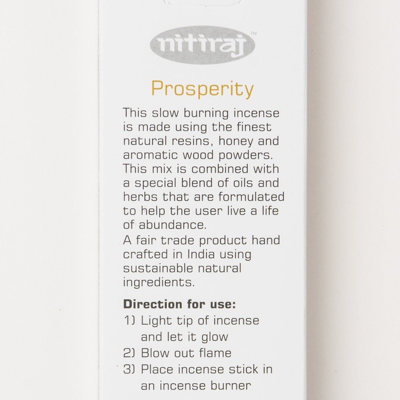 Nitiraj Platinum Prosperity Natural Incense Sticks - 1 X 25GM