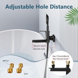 Aolemi Wall Mount Bathtub Faucet with Handheld Shower Sprayer Wall Mounted Tub Filler with Lengthened Folding Spout Single Handle Matte Black