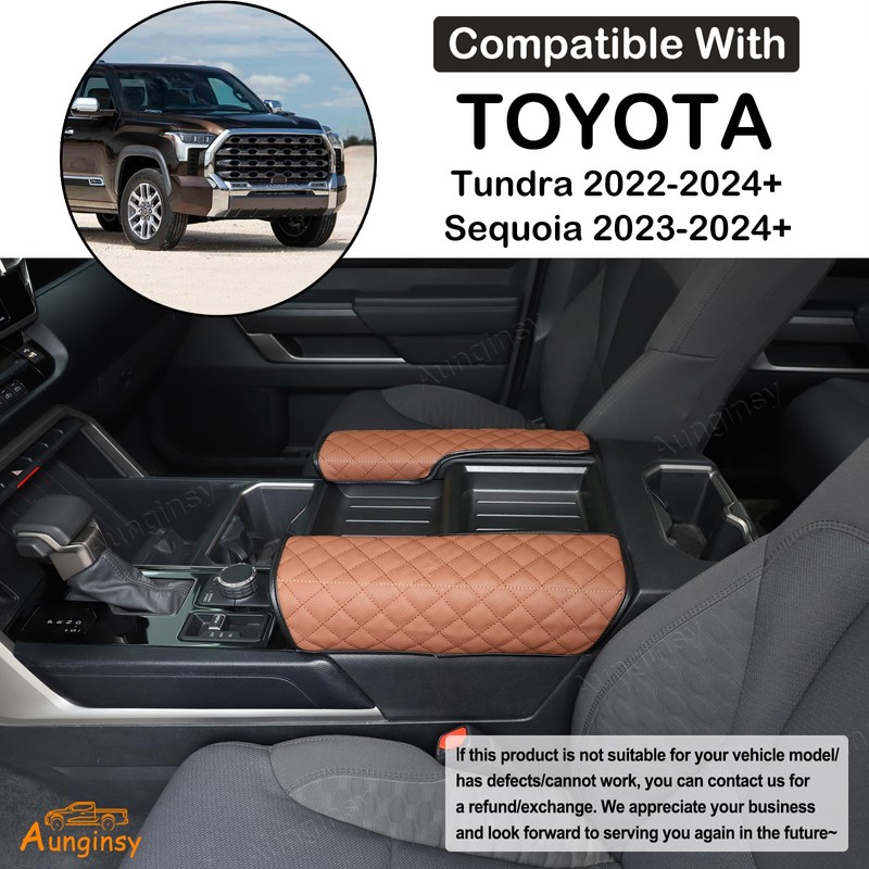 Car Leather Center Console Protector Cover Compatible with Toyota Tundra/Sequoia
