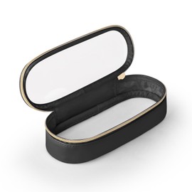 Soimeat Clear Travel Makeup Brush Holder, Leather Makeup Brush Toiletry Bag, Portable Cosmetic Brush Case, Transparent Waterproof Makeup Brush Storage Bag, Black