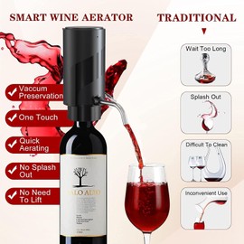 QSMYUYE Electric Wine Aerator, 2-in-1 Electric Wine Decanter, One Touch Aerator and Pourer of Wine, Wine Dispenser Electric Gift for Wine Lovers, USB Charging