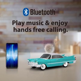 QFX Bluetooth 1959 Retro Classic Car Speaker, Dual 2-inch Speakers, Hands-Free Link, Built-in Microphone, FM Radio, and LED Party Lights, Emerald - BT-1959-EMR