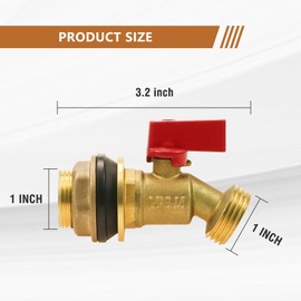 Napredak brass rain barrel spigot kit, 3/4" GHT quarter Turn Ball Valve with Bulkhead Fitting for 55 gallon rain buckets, high flow outdoor water tank faucet