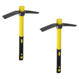HARFINGTON 2pcs Pick Mattock Hoe, 15 inch Steel Forged Weeding Garden Pick Axe with Red Fiberglass Handle Garden Mattock Pickaxe Tool for Digging, Gardening, Camping, Planting