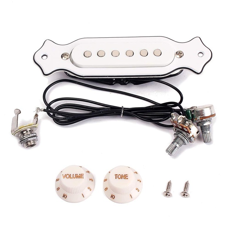 Alnicov White Sound Hole Magnetic Pickup with Tone Volume Knobs
