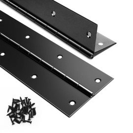 2PCS Black Piano Hinge 12 Inch x 3 Inch Heavy Duty Stainless Steel Continuous Hinge for Cabinet, Door, DIY Wood Boxes, 0.05" Leaf Thickness