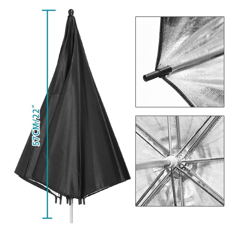 2 x 33" Photo Studio Black Silver Reflective Umbrella For