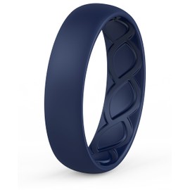 Saco Band Silicone Ring for Women - 6mm Width 1.9mm Thick (Dark Blue H - Size 10.5-11 (20.60mm))