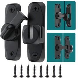 yoocada 2 Pack Barn Sliding Door Lock, 90° and 180° Installation Heavy Duty Bolt Locks, Flip Lock Latch, Screen Wardrobe Suitable for Barn, Garden, Bathroom, Home Security, black