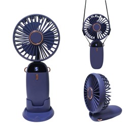 Yinglejiacns Portable Handheld Fan Small Handheld Fan Type-C Rechargeable 2000mAh Desk Personal Fan 90°Adjustable Neck Fan with 5 Speed Wind LED Display for Home Office Travel(Purple)
