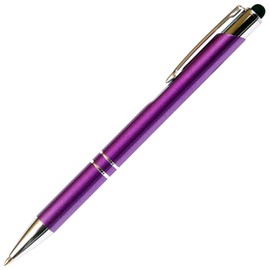 Purple JJ Ballpoint Pen with Stylus - Black Ink Refill, Medium Tip Point