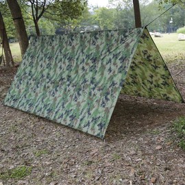 Gavigain Camping Tarp, Portable Waterproof Survival Tarp Camo Bushcraft Tarp for Outdoor Adventure, Hiking, Tent, Hammock