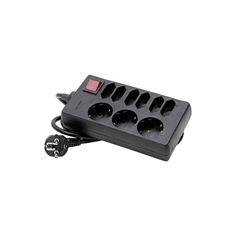 Kopp 129805005 3+6-Way Power Strip with Illuminated Switch Standard, Black