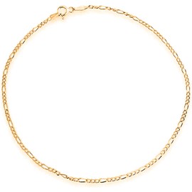 Savlano 925 Sterling Silver Chain Anklet Rope, Figaro, Mariner, Curb - 18K Gold Plated Chain Anklet Available in 9, 10 and 11 - Inches for Women Comes with a Gift Box - Made in Italy (1.8mm Fig, 10)