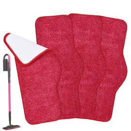 Aiyiried Microfiber Steam Mop Pads Compatible with Schenley Steam Mop Cleaner,4 Pack Steam Mop Replacement Pads for Multi Surface Floor Wet/Dry Clean,Reusable and Washable Steam Mop Accessories,Pink