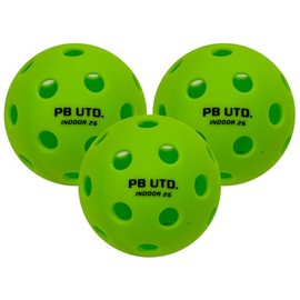 Pickleball United Freedom Indoor Pickleball Balls – Pack of 3 | Lightweight TPU Balls with 26 Precision Holes | Durable, Fast, High-Visibility Green Balls for Indoor Pickleball Games