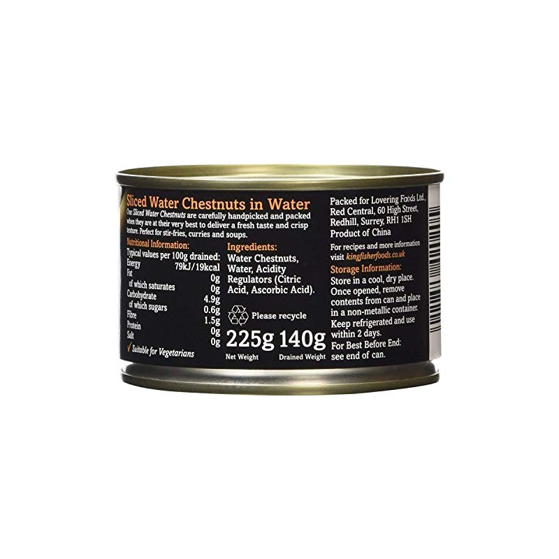 Kingfisher Sliced Water Chestnuts, 225 g