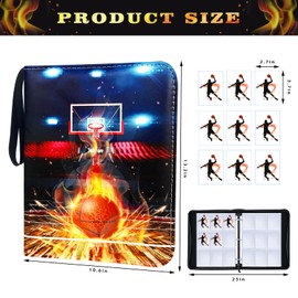 Basketball Card Binder 9 Pocket, Trading Card Binder with Sleeves, Sports Card Binder Collectible Trading Card Albums Fits 900 Cards with 50 Removable Sleeves