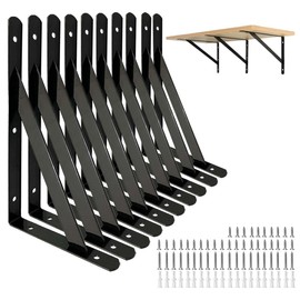 10 Piezas Escuadras para Repisas, Soportes para Estantes de 30cm, Ménsula para Repisa con Tornillos para Dormitorio, Baño, Sala de Estar, Sala de estu