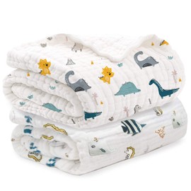 LILY CUPS 6-ply Gauze Blanket, Toddler Blanket, Nursery School, Baby Towel Blanket, Nap Baby, Baby Shower, Baby Shower Gift (Set of 2 Pieces), Large (Toddler Approx. 43.3 x 43.3 inches (110 x 110 cm))