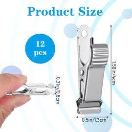 TIESOME Pack of 24 Metal Clamps, 1.3 cm Wide Spring Clips, Metal Mini Alligator Clips, Silver Curtain Clips for Photo Curtain, Clothing, Snack, Crafts