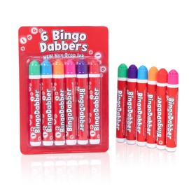 evelay Bingo Dabbers Markers Mixed Colours Pens for Bingo Tickets Games - Pack of 6