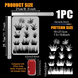 FINGERINSPIRE Grassland Stencil with Paint Brush 8.3x11.7inch Reusable The Grass Drawing Template Plants Theme Grass Pattern Stencil for Painting on Wall Wood Furniture DIY Home Decoration