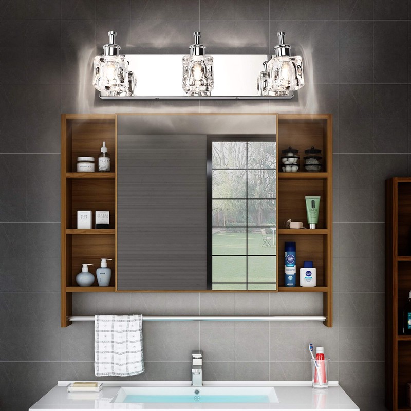 PRESDE 3 Light Bathroom Vanity Lights Modern Chrome Bathroom Lights