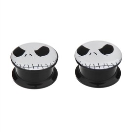 IPINK-Evil Jack Skellington - The Nightmare Before Christmas Ear Plugs - Acrylic Screw-On - New - 6 Sizes - New *Pair* (Pair of 1/2" (12mm))