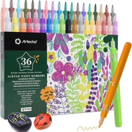 【CLEARANCE SALE】Artecho Extra Fine Tip Paint Pens, Fine Tip Acrylic Paint Markers for Drawing, Coloring, Great Gift for Artist and Beginners:_Two Pack of 36 Colors