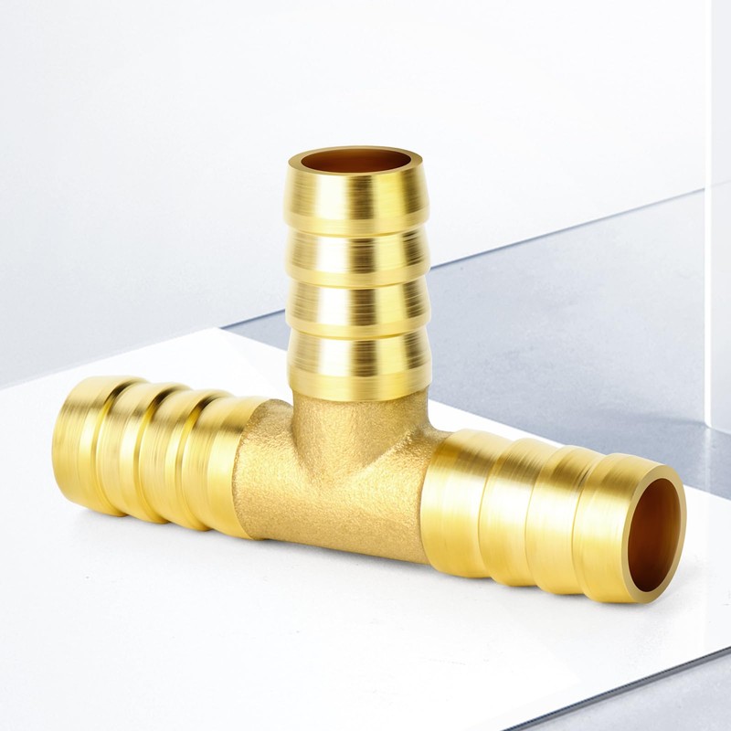 TAILONZ PNEUMATIC 16mm Brass 3-Way Tee Hose Barb Fitting（Pack of