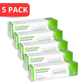Cetilver (Pirfenidona) Gel 5 Cajas con 10 gramos | Maver Laboratorios | Tratamiento Antifibrótico para Cicatrices, Quemaduras y Fibrosis Cutánea | Uso Tópico