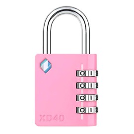 [ZARKER XD40] Padlock- 4 Digit Combination Lock for Gym, Sports, School & Employee Locker, Outdoor,Toolbox, Case, Fence and Storage - Metal & Steel - Easy to Set Your Own Combo - 1 Pack(Pink)