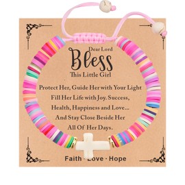 TAGOMEI Cross Bracelet for Girls Baptism Gifts First Communion Confirmation Bless Gifts for Teen Girls Christian Gift for Teenage Girls Daughter Granddaughter Niece Christian Jewelry Jesus Bracelets