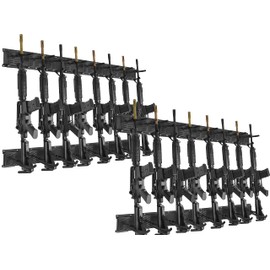 GOHIKINGl Metal Gun Rack Wall Mount Rifle Shotgun Hooks Hold 8 Pcs and Bow Mount Hangers with Soft Padding Heavy Duty Wall Gun Rack Display Stand (Black/2Pack)