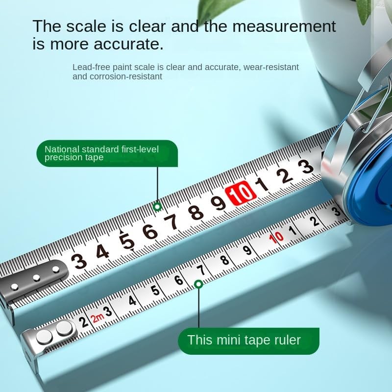 Clip On. Mini Tape Measure, 2m x 8mm, Belt Clip