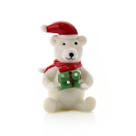Widdop and Co. – Objets d’Art Polar Bear Wearing Santa Hat Figurine Premium Glass Animal Sculpture. Unique Hand-Blown Christmas/Xmas Decoration – Holidays Homeware Animal Décor.