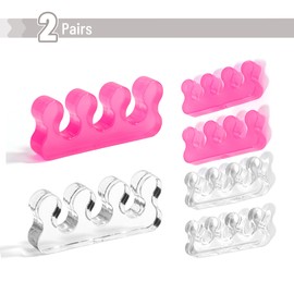 DR. JK- Toe Separators for Pedicure, 2 Pairs, Clear & Pink, Toe Separators for Women Pedicure, Toe Spreaders for Women, Gel Toe Spacers for Pedicures, Pedicure Toe Separators for Women, Toe Dividers