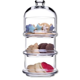 ums 3-Tier Glass Stackable Jar - Clear Apothecary Jars with Lid - Storage Container and Organizer for Food, Candy, Biscuit, Cookie, Kitchen and Bathroom Organizer, Glass Pantry Jars