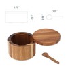 KITCHENDAO Acacia Wood Salt Cellar Bowl Box with Built-in Spoon