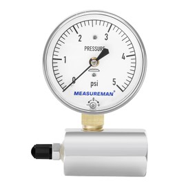 MEASUREMAN Diaphragm Type Capsule Low Pressure Gauge with Valve，3/4" FNPT Connection， 2-1/2" Dial, Adjustable, 0-5Psi